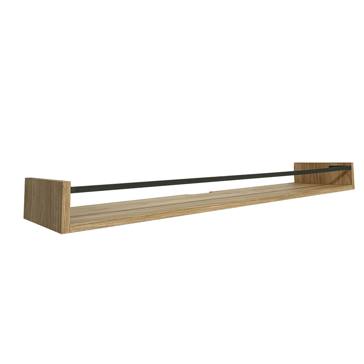 Repisa Magno Madera Natural y Negro 103x8cm Rectangular con Un Entrepaño - REPISAS | Bylmo