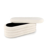 Puff Blanco Almendra 120x40cm De Dos Puestos con Almacenamiento - SOFAS Y POLTRONAS | Bylmo