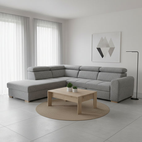 Sofá Cama Gris Concreto 266x67cm De Cinco Puestos Reclinable con Almacenamiento con Apoya Brazos - SOFAS Y POLTRONAS | Bylmo