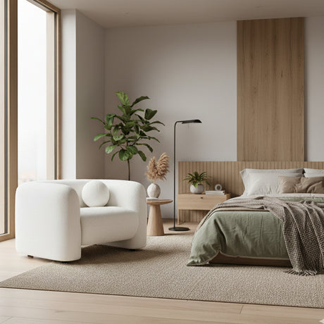 Poltrona Leiren Blanco Almendra 111x68cm De Un Puesto con Apoya Brazos - SOFAS Y POLTRONAS | Bylmo