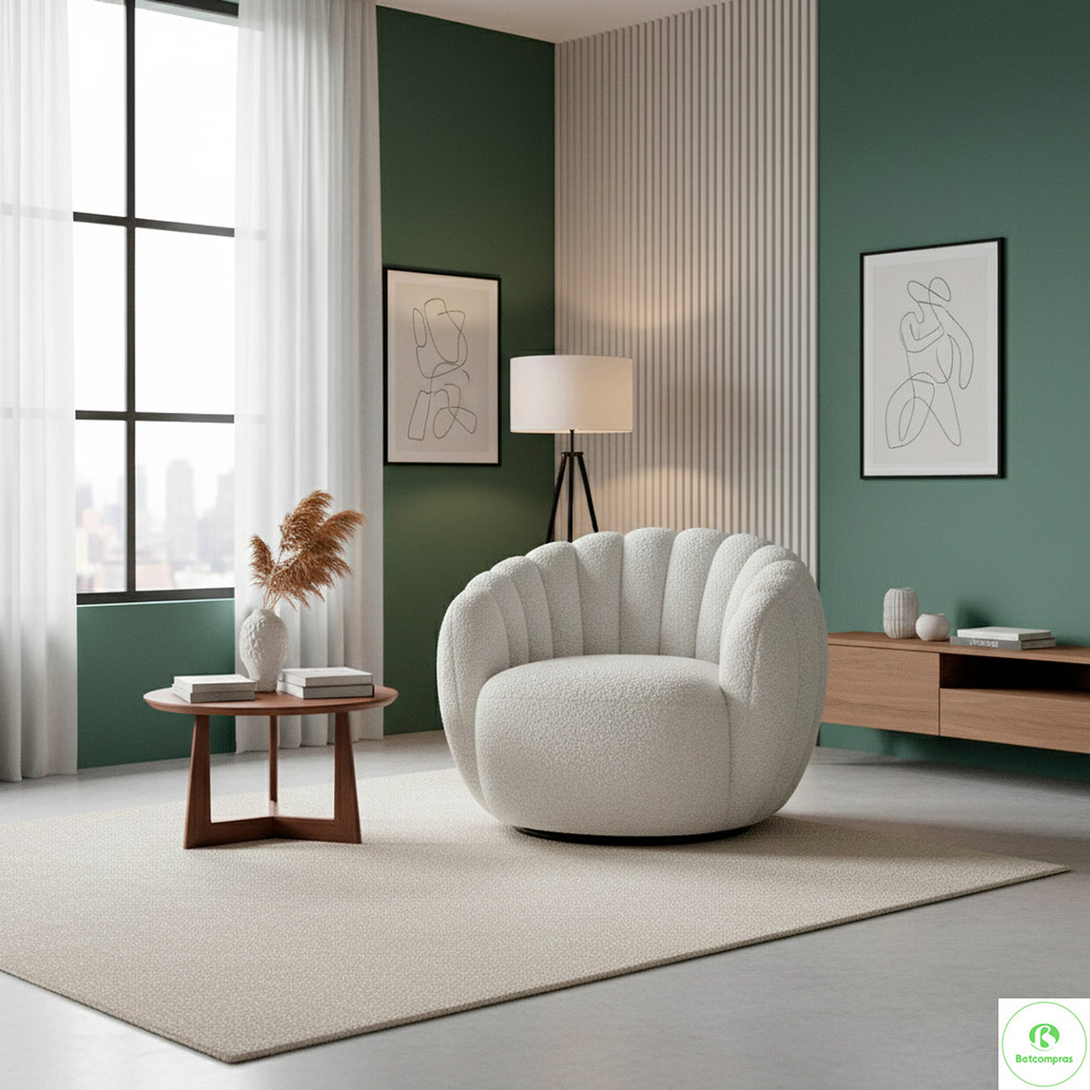 Silla Poltrona Gardenia Blanco Almendra 70x55cm De Un Puesto con Apoya Brazos - SOFAS Y POLTRONAS | Bylmo