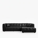 Sofá en L Deluxe negro 220x67cm De Cuatro Puestos con Apoya Brazos