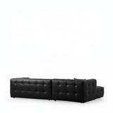 Sofá en L Deluxe negro 220x67cm De Cuatro Puestos con Apoya Brazos