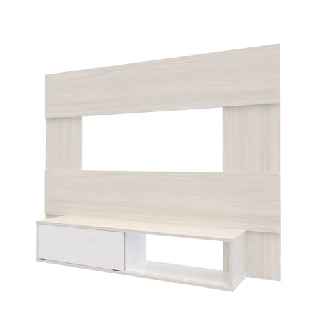 Panel de TV Soren Niebla y Blanco 155x120cm Flotante para Tv Hasta 65" Pulgadas con Un Cajón y Un Compartimiento - MUEBLES DE TV | Bylmo