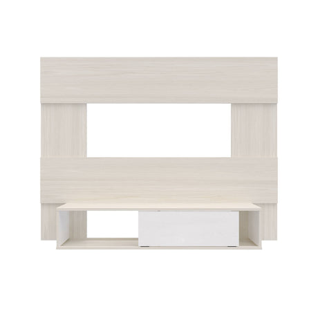 Panel de TV Soren Niebla y Blanco 155x120cm Flotante para Tv Hasta 65" Pulgadas con Un Cajón y Un Compartimiento - MUEBLES DE TV | Bylmo