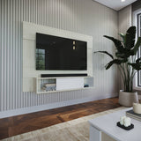 Panel de TV Soren Niebla y Blanco 155x120cm Flotante para Tv Hasta 65" Pulgadas con Un Cajón y Un Compartimiento - MUEBLES DE TV | Bylmo
