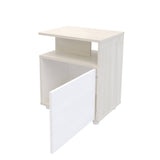 Mesa de Noche Soren Niebla y Blanco 48x57cm con Un Cajón y con Una Puerta - MESAS DE NOCHE | Bylmo