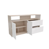 Cómoda Soren Niebla y Blanco 140x79cm de Dos Hileras con Dos Cajones - CAJONERAS Y COMODAS | Bylmo