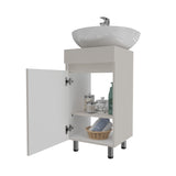 Mueble para Lavamanos Liam Niebla y Blanco 40x76cm Individual sin Lavamanos con Un Cajón y Una Puerta - MUEBLES PARA LAVAMANOS | Bylmo