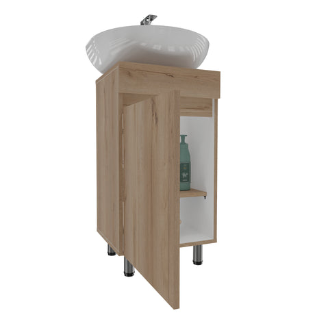 Mueble para Lavamanos Liam Duna y Blanco 40x76cm Individual sin Lavamanos con Un Cajón y Una Puerta - MUEBLES PARA LAVAMANOS | Bylmo