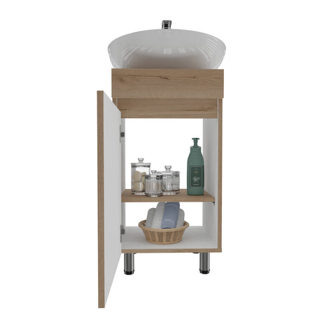 Mueble para Lavamanos Liam Duna y Blanco 40x76cm Individual sin Lavamanos con Un Cajón y Una Puerta - MUEBLES PARA LAVAMANOS | Bylmo