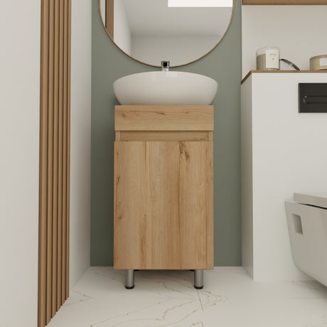 Mueble para Lavamanos Liam Duna y Blanco 40x76cm Individual sin Lavamanos con Un Cajón y Una Puerta - MUEBLES PARA LAVAMANOS | Bylmo