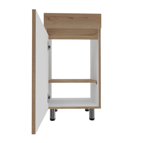 Mueble para Lavamanos Liam Duna y Blanco 40x76cm Individual sin Lavamanos con Un Cajón y Una Puerta - MUEBLES PARA LAVAMANOS | Bylmo