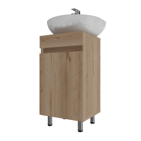Mueble para Lavamanos Liam Duna y Blanco 40x76cm Individual sin Lavamanos con Un Cajón y Una Puerta - MUEBLES PARA LAVAMANOS | Bylmo