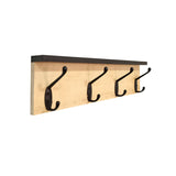 Perchero Moss Madera Natural y Negro 45x11.2cm de Pared con Cuatro Ganchos - PERCHEROS | Bylmo