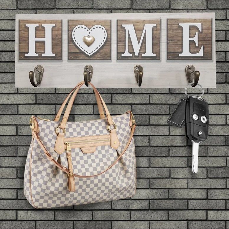 Perchero Home Beige 40x15cm de Pared con Cuatro Ganchos - PERCHEROS | Bylmo