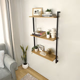 Estantería para Macetas Bruselas Madera Natural y Negro 62x100cm Escalera de Tres Niveles - BASES PARA MACETAS DE INTERIOR | Bylmo