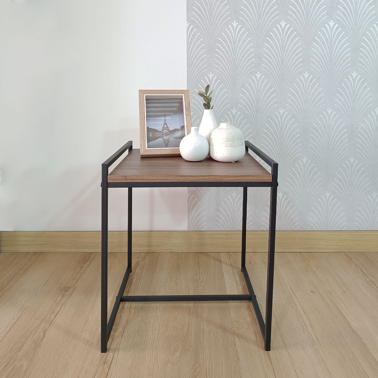 Mesa auxiliar Pietra Santa 2025 Gales y Negro 40x45cm Cuadrada - MESAS AUXILIARES | Bylmo