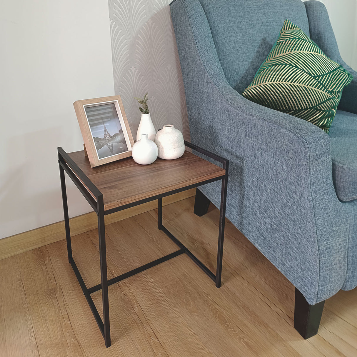 Mesa auxiliar Pietra Santa 2025 Gales y Negro 40x45cm Cuadrada - MESAS AUXILIARES | Bylmo