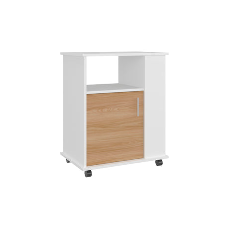 Mueble Microondas Blanco y Fresno 60x73.5cm Sin Cajones con Una Puerta - ALACENAS Y MUEBLES MICROONDAS | Bylmo