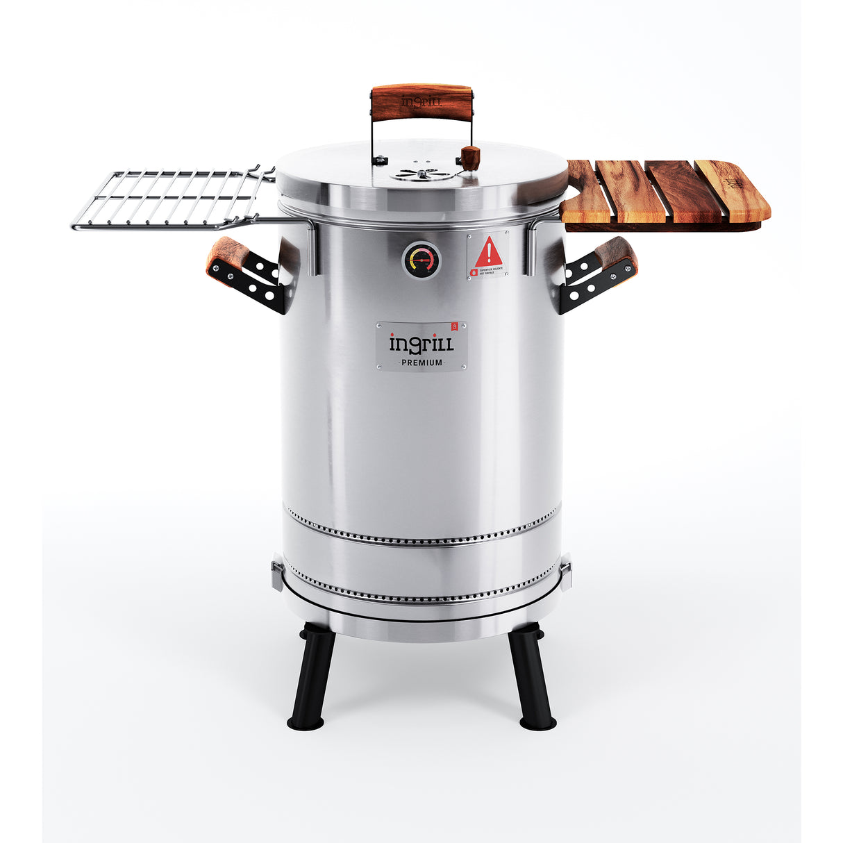 Barril Ahumador Premium Plateado 39x82cm Para 25 Libras con Termómetro y Control de Ventilación - BARRILES Y AHUMADORES | Bylmo