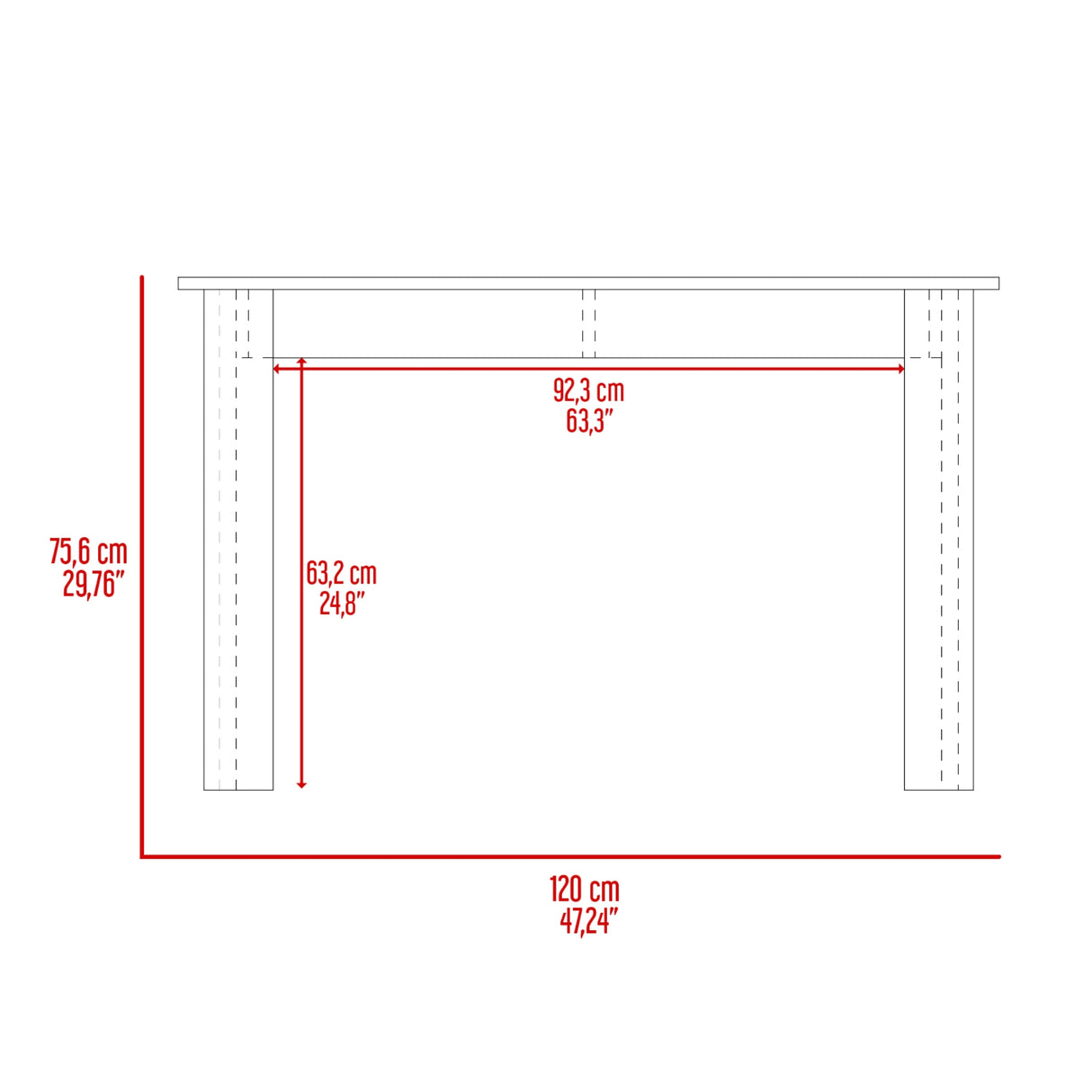 Mesa de Comedor Portofino Onix 120x75.6cm Cuadrado de Cuatro Puestos sin Sillas - COMEDORES | Bylmo