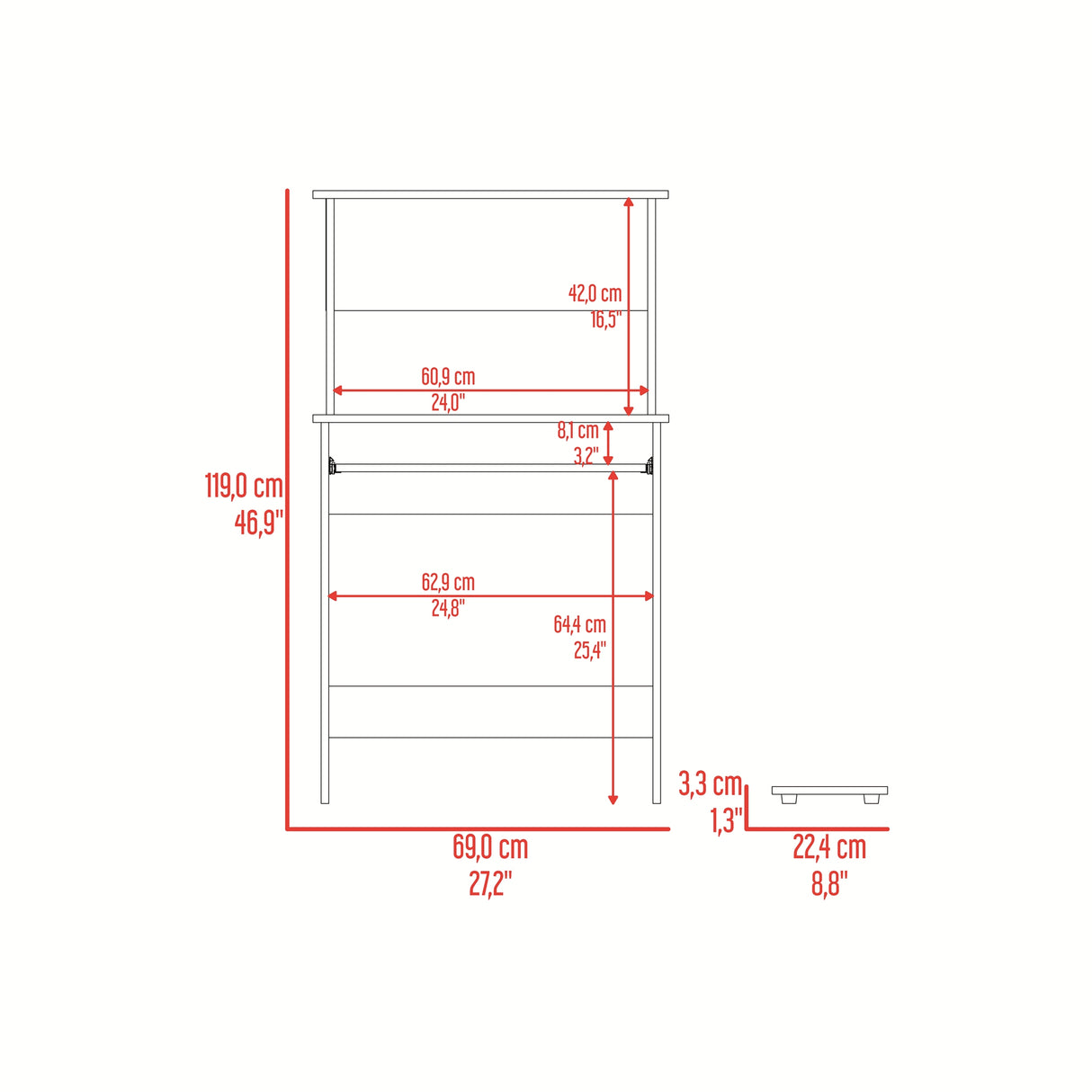 Centro de Computo Fresno y Wengue 69.1x119cm sin Cajones - ESCRITORIOS | Bylmo