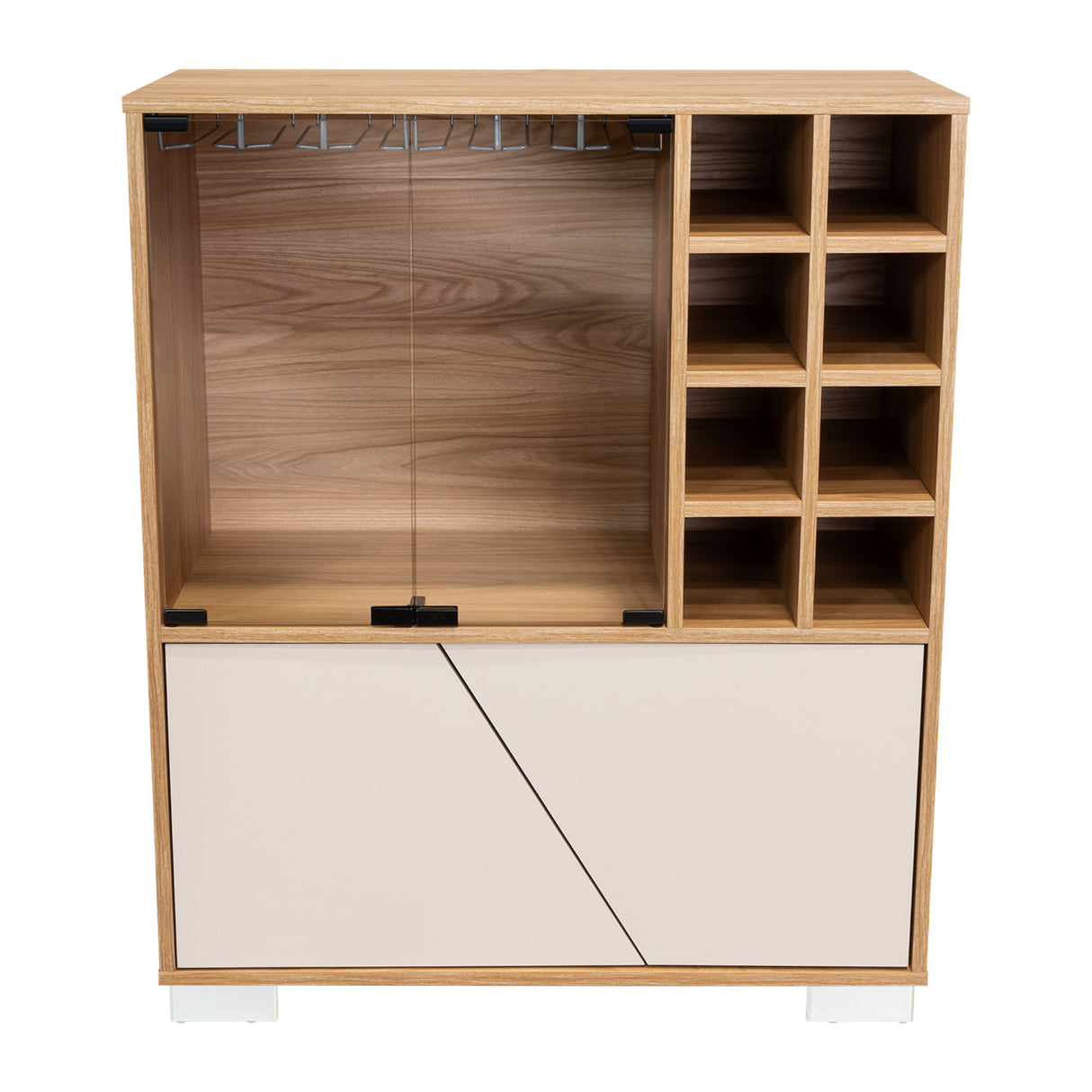 Bar Fraktal Fresno y Capri 78.8x94.9cm con Tres Compartimientos con Doce Portacopas y con Ocho Portabotellas - BARES | Bylmo