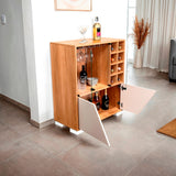 Bar Fraktal Fresno y Capri 78.8x94.9cm con Tres Compartimientos con Doce Portacopas y con Ocho Portabotellas - BARES | Bylmo