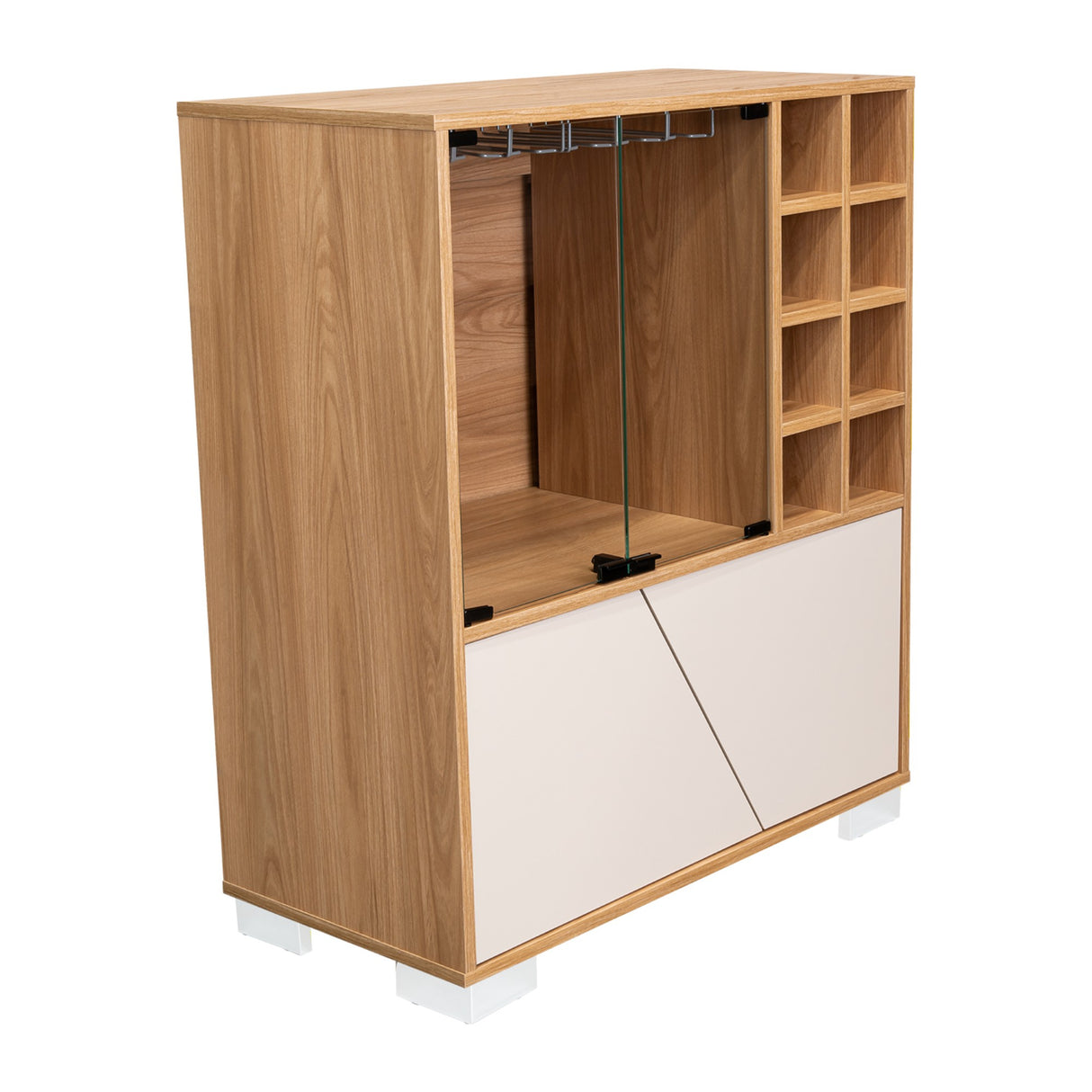 Bar Fraktal Fresno y Capri 78.8x94.9cm con Tres Compartimientos con Doce Portacopas y con Ocho Portabotellas - BARES | Bylmo