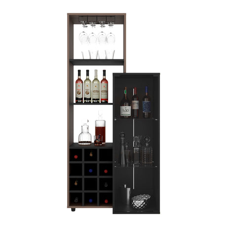 Bar Ozzy Wengue y Capri 80.9x175cm con Siete Compartimientos con Doce Portacopas y con Ocho Portabotellas - BARES | Bylmo
