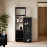 Bar Ozzy Wengue y Capri 80.9x175cm con Siete Compartimientos con Doce Portacopas y con Ocho Portabotellas - BARES | Bylmo
