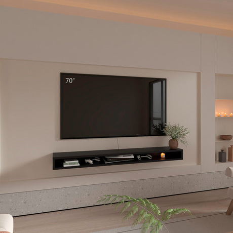 Rack de TV Luft Wengue 180x15cm Flotante para TV Hasta 75" Pulgadas con Un Compartimiento - MUEBLES DE TV | Bylmo