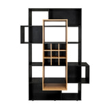 Biblioteca Asimétrica Simba Wengue Fresno 128x180.1cm con Quince Compartimientos y con Veintitrés Entrepaños - BIBLIOTECAS Y ESTANTERIAS | Bylmo