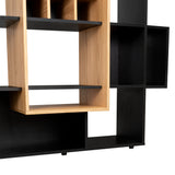 Biblioteca Asimétrica Simba Wengue Fresno 128x180.1cm con Quince Compartimientos y con Veintitrés Entrepaños - BIBLIOTECAS Y ESTANTERIAS | Bylmo