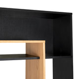 Biblioteca Asimétrica Simba Wengue Fresno 128x180.1cm con Quince Compartimientos y con Veintitrés Entrepaños - BIBLIOTECAS Y ESTANTERIAS | Bylmo