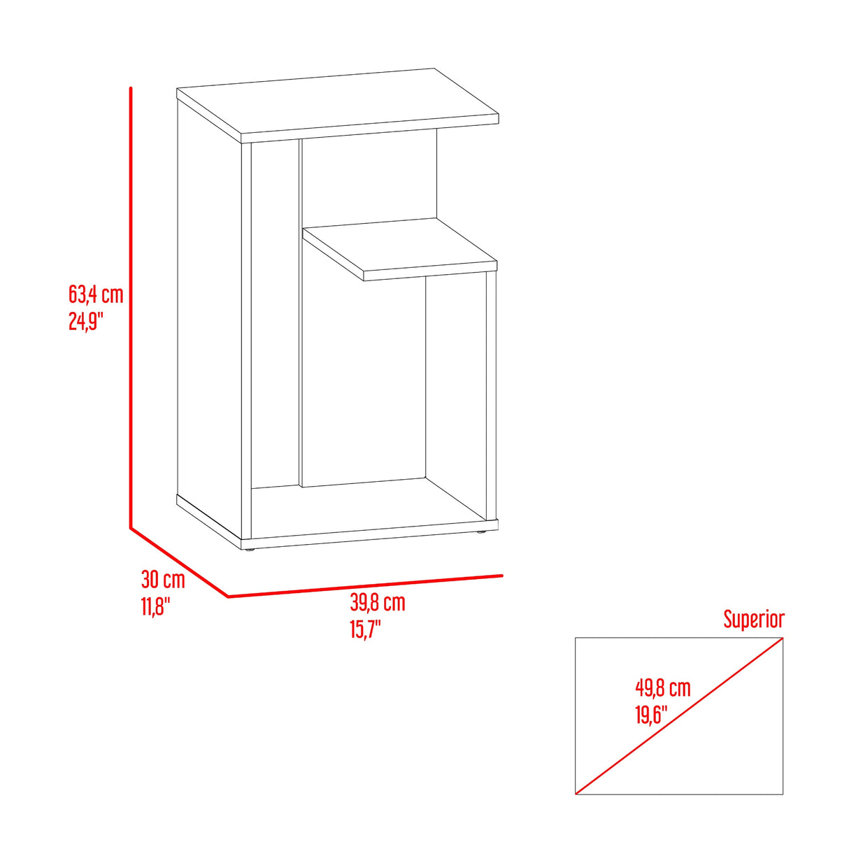 Mesa Auxiliar Everett Blanco 39.8x63.4cm Rectangular con un Compartimiento - MESAS AUXILIARES | Bylmo