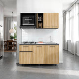Cocina Preston Wengue Fresno 150x60cm con Mesón de Acero Inoxidable Lado Derecho y con Estufa - COCINAS | Bylmo