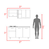 Cocina Preston Wengue Fresno 150x60cm con Mesón de Acero Inoxidable Lado Derecho y con Estufa - COCINAS | Bylmo