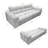 Sofá Cama Miami Taupe 228x78cm de Tres Puestos Reclinable y con Apoya Brazos