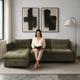 Sofá en L Napoles Verde 166x80cm de Tres Puestos Reclinable con Almacenamiento Lado Derecho y con Apoya Brazos - SOFAS Y POLTRONAS | Bylmo