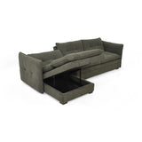 Sofá en L Napoles Verde 166x80cm de Tres Puestos Reclinable con Almacenamiento Lado Derecho y con Apoya Brazos - SOFAS Y POLTRONAS | Bylmo