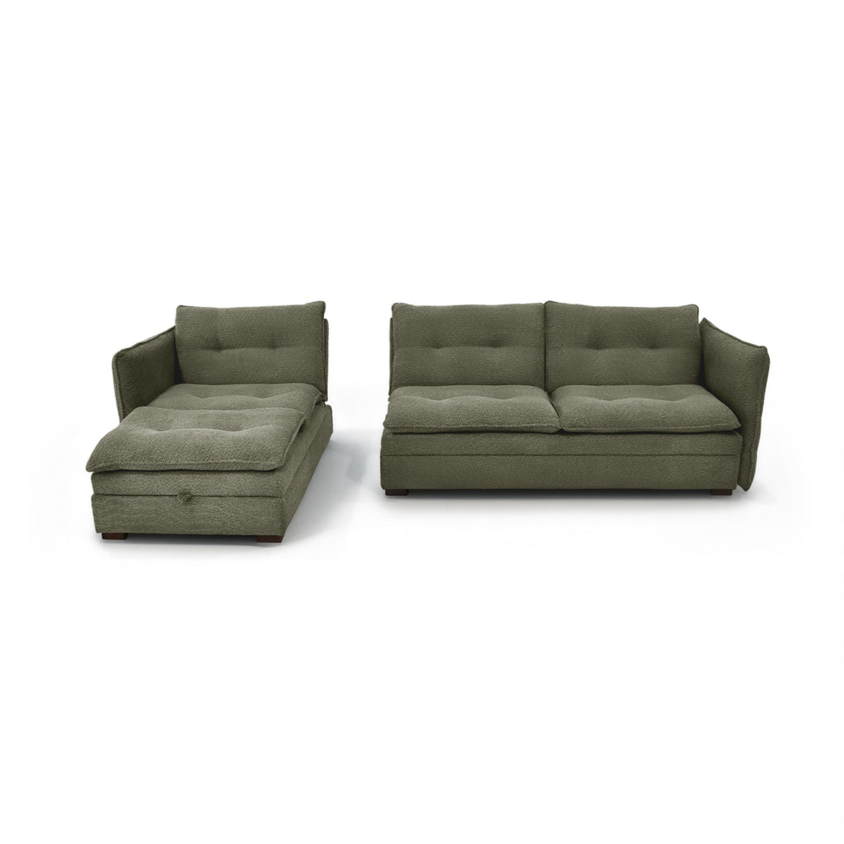 Sofá en L Napoles Verde 166x80cm de Tres Puestos Reclinable con Almacenamiento Lado Derecho y con Apoya Brazos - SOFAS Y POLTRONAS | Bylmo