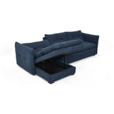 Sofá en L Napoles Indigo 166x80cm de Tres Puestos Reclinable con Almacenamiento Lado Derecho y con Apoya Brazos - SOFAS Y POLTRONAS | Bylmo