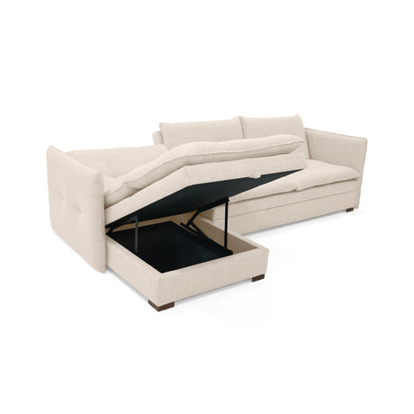 Sofá en L Napoles Trigo 166x80cm de Tres Puestos Reclinable con Almacenamiento Lado Derecho y con Apoya Brazos - SOFAS Y POLTRONAS | Bylmo