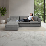 Sofá en L Napoles Gris 166x80cm de Tres Puestos Reclinable con Almacenamiento Lado Derecho y con Apoya Brazos - SOFAS Y POLTRONAS | Bylmo