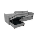 Sofá en L Napoles Gris 166x80cm de Tres Puestos Reclinable con Almacenamiento Lado Derecho y con Apoya Brazos - SOFAS Y POLTRONAS | Bylmo