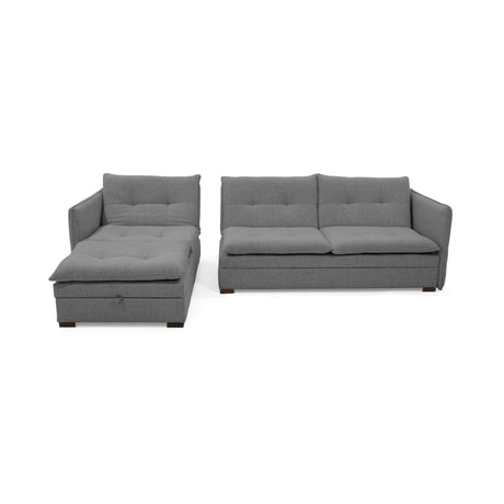 Sofá en L Napoles Gris 166x80cm de Tres Puestos Reclinable con Almacenamiento Lado Derecho y con Apoya Brazos - SOFAS Y POLTRONAS | Bylmo