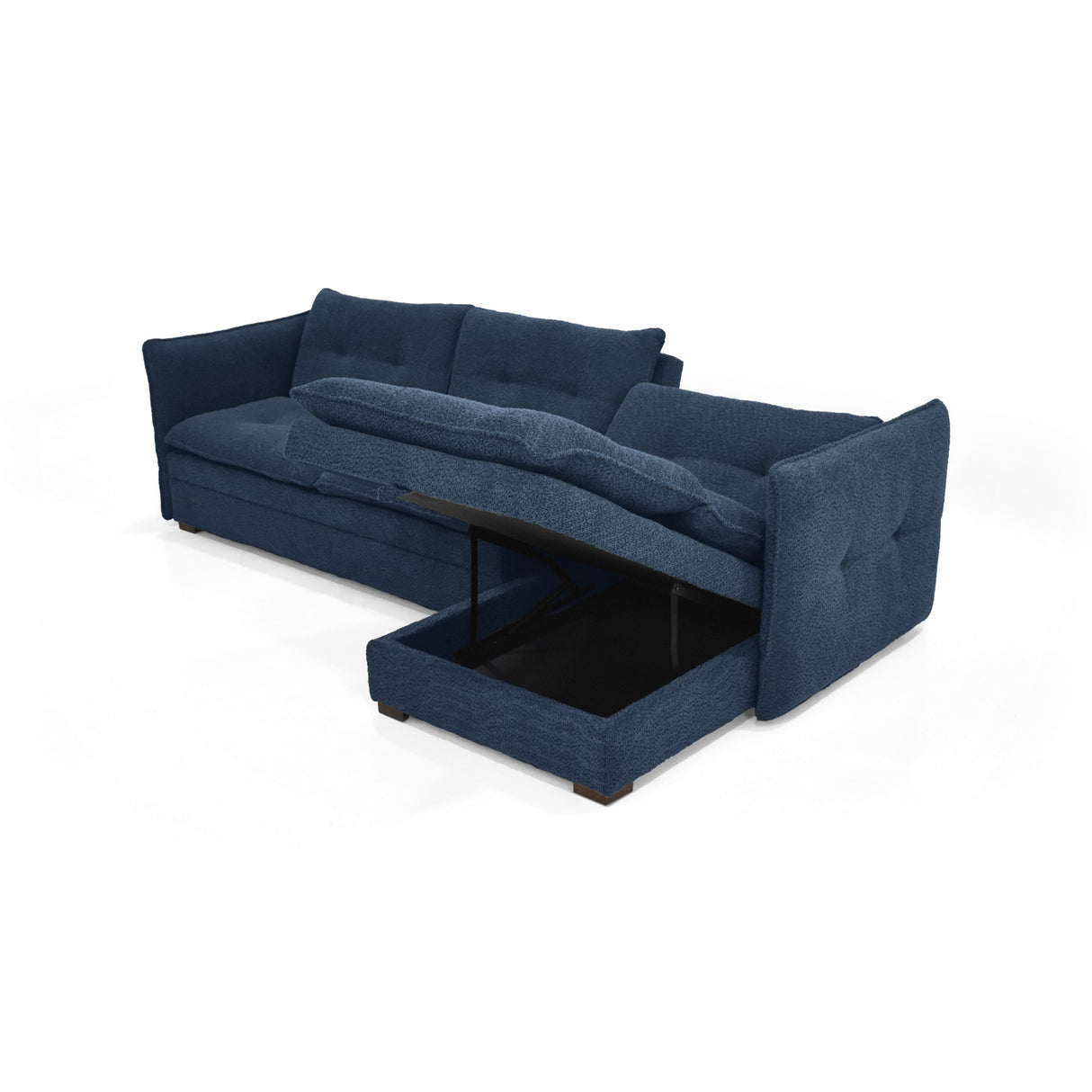Sofá en L Napoles Indigo 166x80cm de Tres Puestos Reclinable con Almacenamiento Lado Izquierdo y con Apoya Brazos - SOFAS Y POLTRONAS | Bylmo