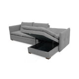 Sofá en L Napoles Gris 166x80cm de Tres Puestos Reclinable con Almacenamiento Lado Izquierdo y con Apoya Brazos - SOFAS Y POLTRONAS | Bylmo